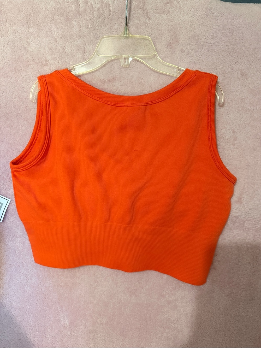 Ribbed Sleeveless Crop Top in Vibrant Orange